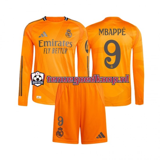 Uit Tenue van Real Madrid Kylian Mbappe 9 Kind 2-13 jaar 2024-25 Lange Mouw